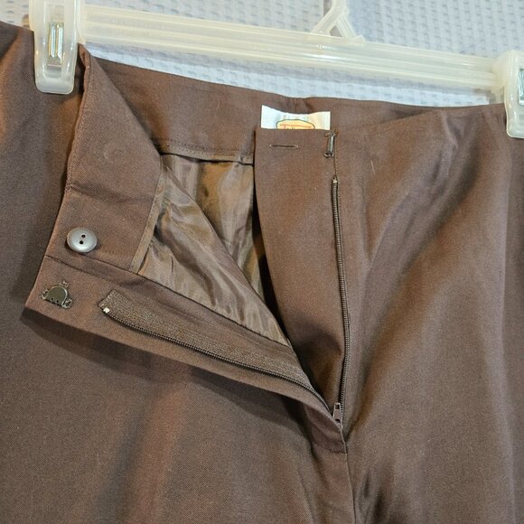 Talbots Women's Choc. Brown Trousers 100% Pure Silk Size 20 Office Professional - Picture 6 of 10